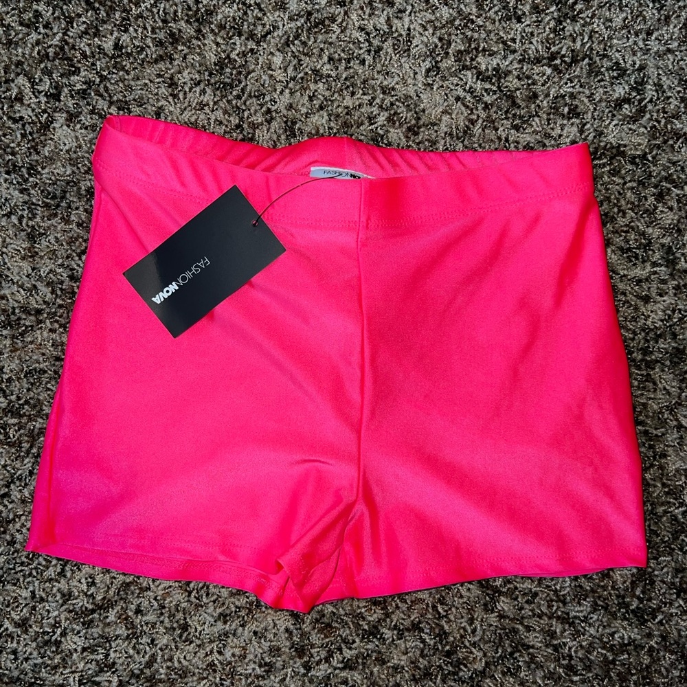 Fashion Nova Neon Pink Scrunch Shorts